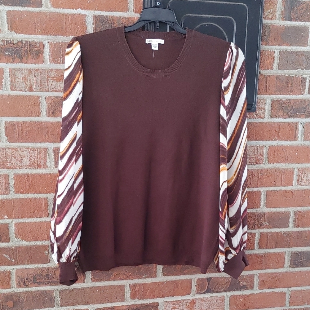 Cato Mixed Media Balloon Sleeve Sweater Size 18W